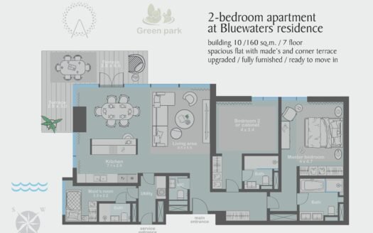 2 Bdr. Unit 701. Building 10. Bluewaters Residences